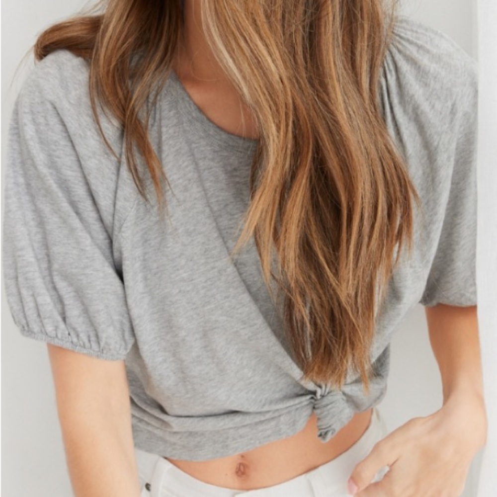Aerie Puff Sleeve Crop Tee